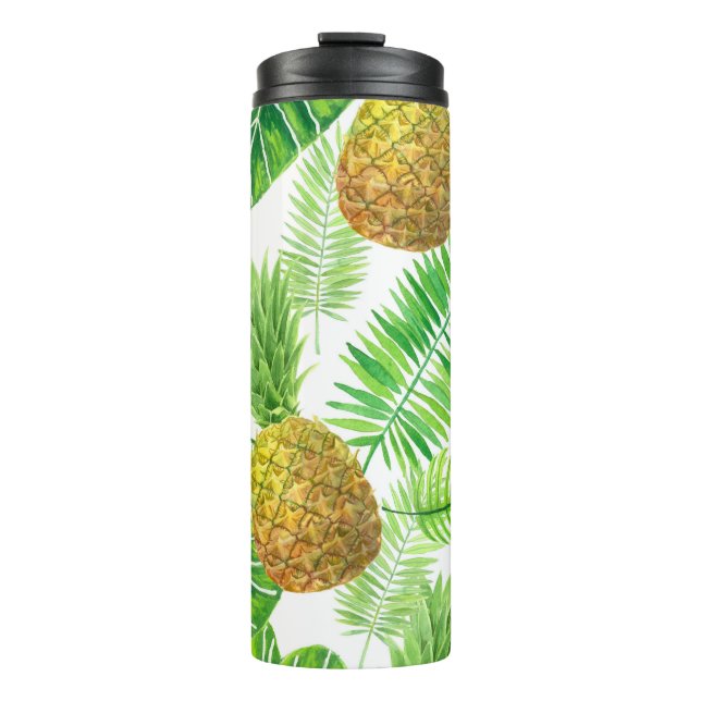 Pineapples and tropical leaves thermal tumbler (Front)