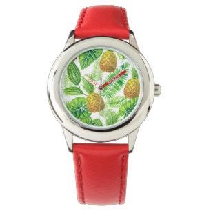 Pineapples and tropical leaves watch