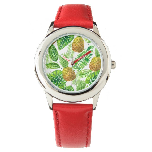Pineapples and tropical leaves watch (Front)