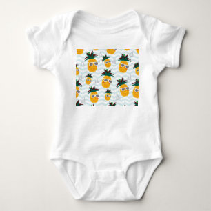Pineapples, boat: cute ocean pattern. baby bodysuit