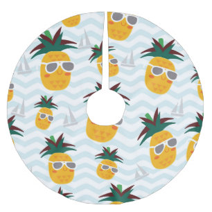 Pineapples, boat: cute ocean pattern. brushed polyester tree skirt