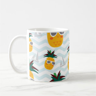 Pineapples, boat: cute ocean pattern. coffee mug