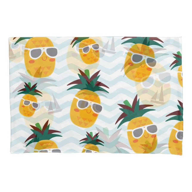 Pineapples, boat: cute ocean pattern. pillowcase (Front)