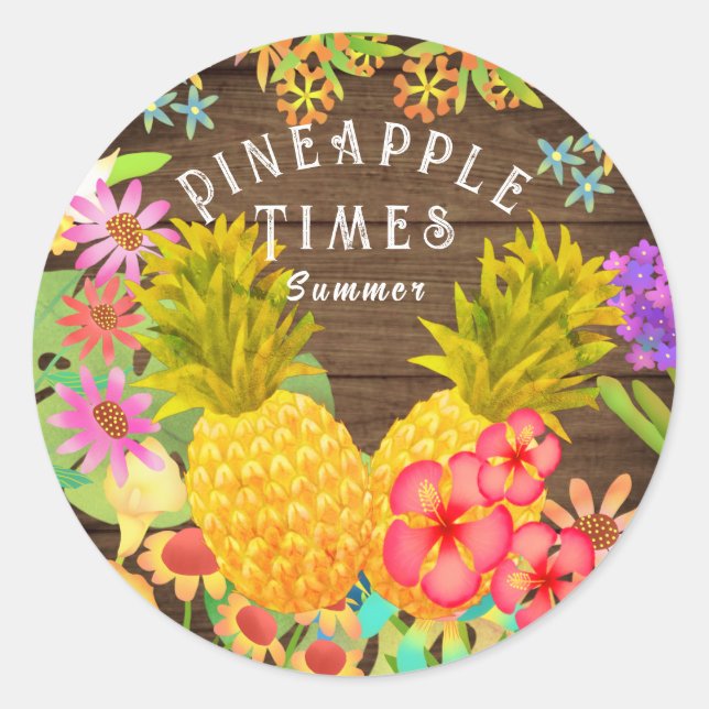 Pineapples  classic round sticker (Front)