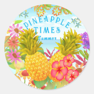 Pineapples classic round sticker