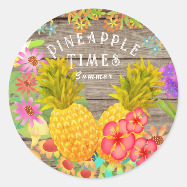 Pineapples  classic round sticker (Front)