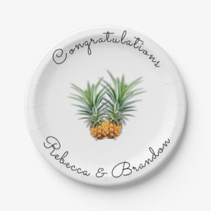 Pineapples Congratulations Newlyweds Paper Plates