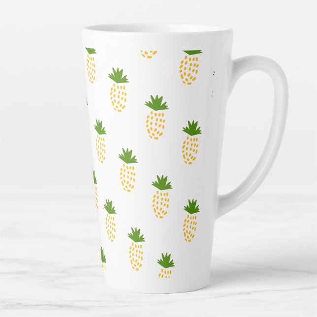 pineapples Fruits pattern  Latte Mug (Right)