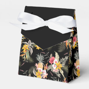 Pineapples Hibiscus Flowers on Black Tent Favour Box