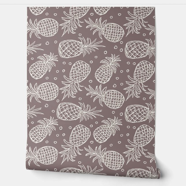 Pineapples In Cinnamon Slate By Benjamin Moore Wallpaper (Unrolling)