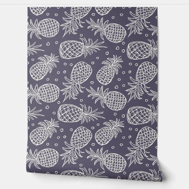 Pineapples In Violet By Minwax Wallpaper (Unrolling)