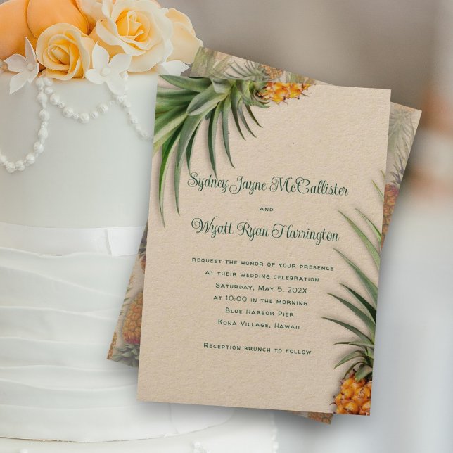 Pineapples Kraft Paper Wedding Invitations (Creator Uploaded)