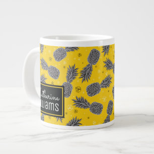 Pineapples On Gold Add Your Name Large Coffee Mug