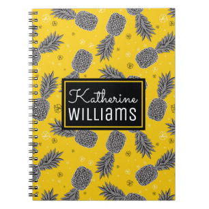Pineapples On Gold Add Your Name Notebook