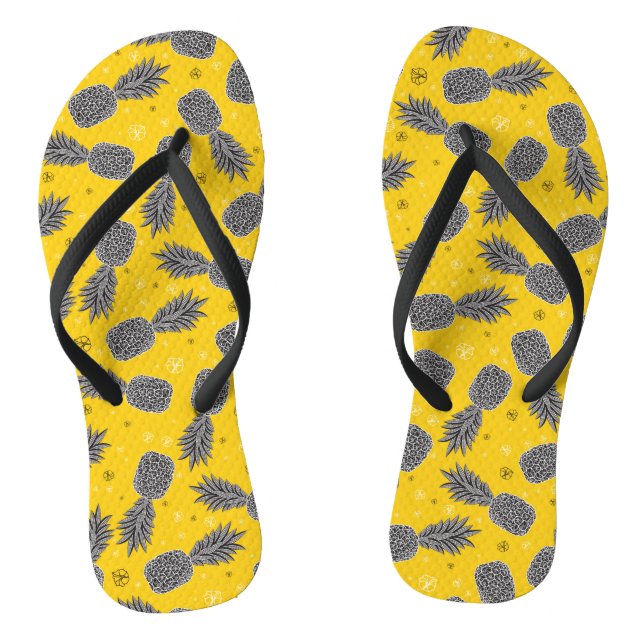 Pineapples On Gold Thongs (Footbed)