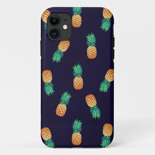 Pineapples On Navy Case-Mate iPhone Case (Back)
