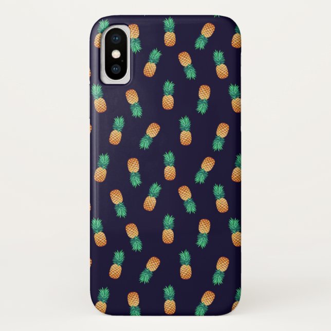 Pineapples On Navy Case-Mate iPhone Case (Back)