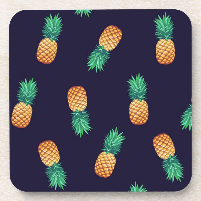 Pineapples On Navy Coaster (Front)
