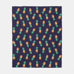 Pineapples On Navy Fleece Blanket