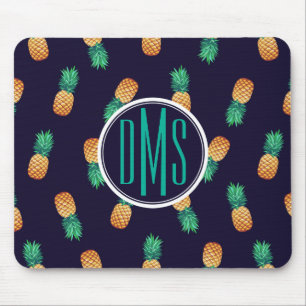 Pineapples On Navy Monogram Mouse Pad