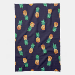 Pineapples On Navy Tea Towel