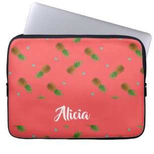 Pineapples on pink laptop sleeve