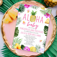 Pineapples & Pacifiers Pink Girl Baby Shower Luau