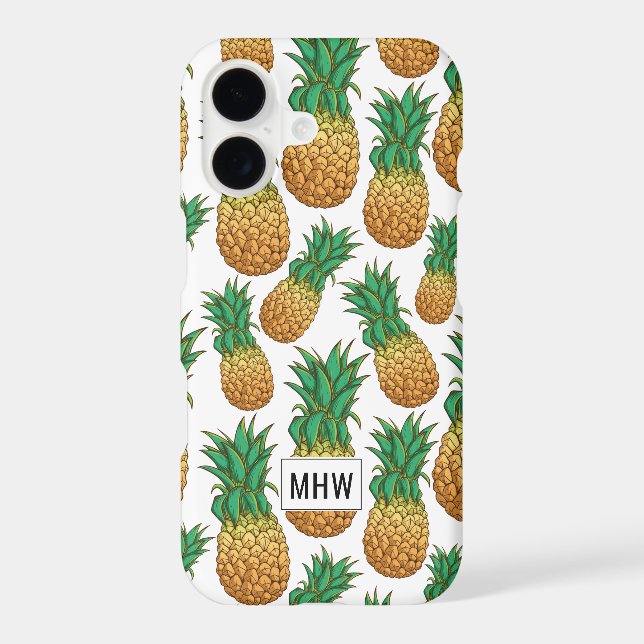 Pineapples Pattern custom monogram phone cases (Back)