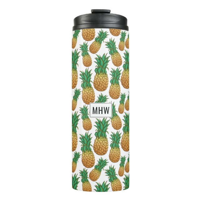 Pineapples Pattern custom monogram tumbler (Front)