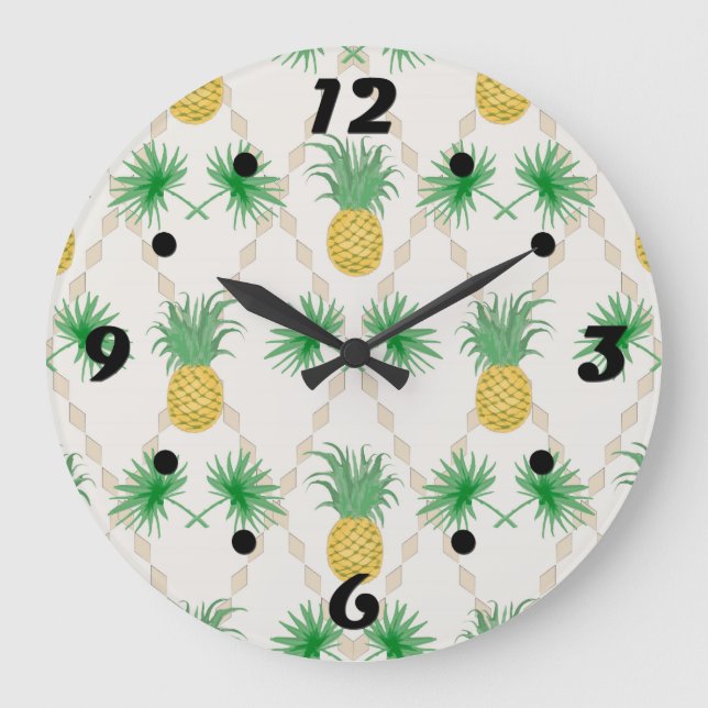 Pineapples, retro large clock (Front)