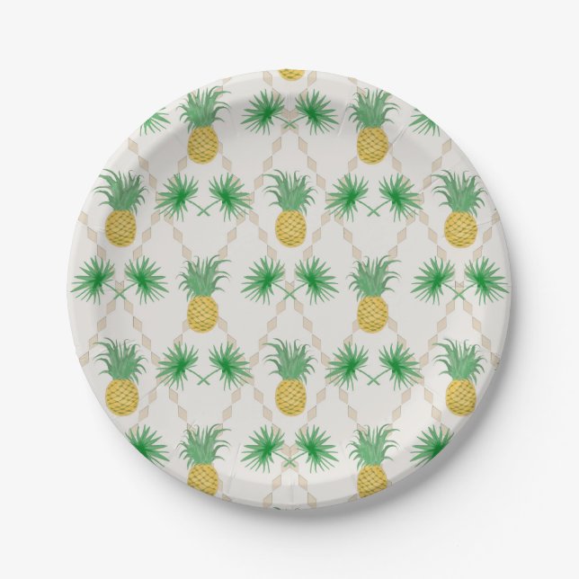 Pineapples, retro paper plate (Front)