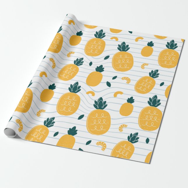 Pineapples seamless pattern wrapping paper (Unrolled)