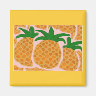 Pineapples Square Magnet