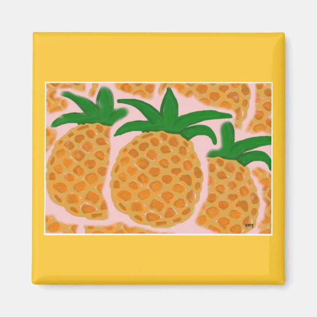 Pineapples Square Magnet (Front)
