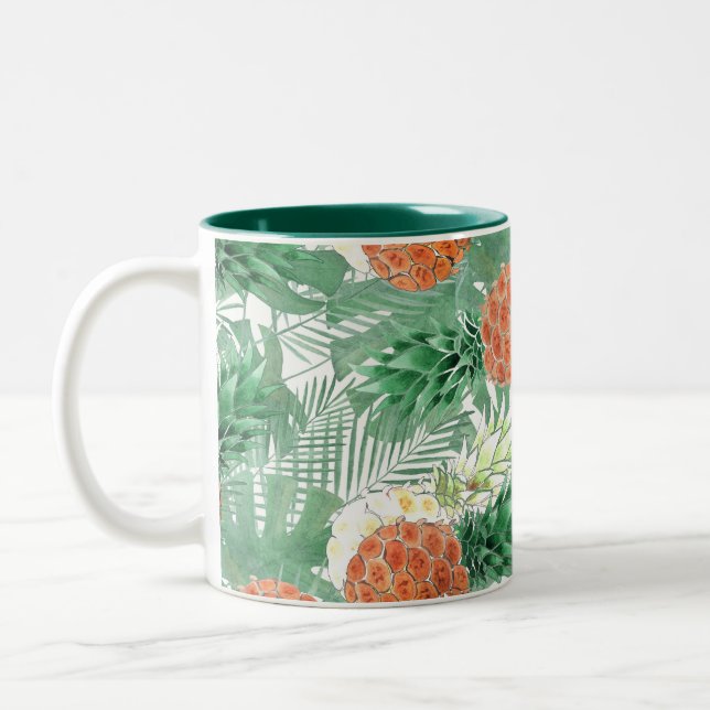 Pineapples, sweet couple, fruit Two-Tone coffee mug (Left)