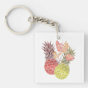 Pineapples, sweet couple . key ring