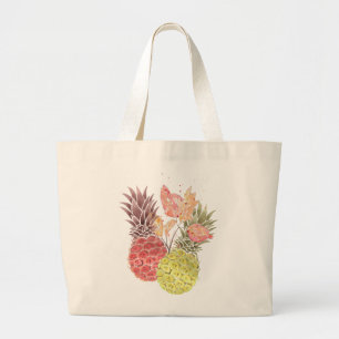 Pineapples, sweet couple . large tote bag