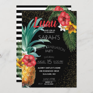 Pineapples & Tropical Flowers Graduation Party Invitation