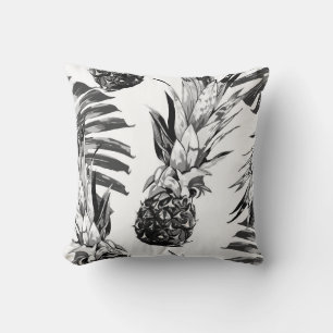 Pineapples, tropical jungle leaves. Beautiful seam Cushion
