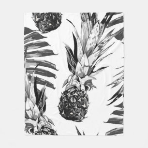Pineapples, tropical jungle leaves. Beautiful seam Fleece Blanket