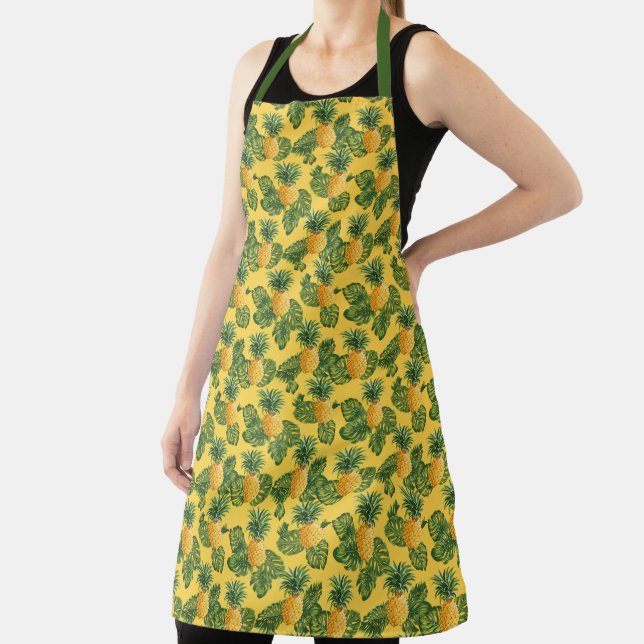 Pineapples & Tropical Leaves On Gold Apron (Insitu)