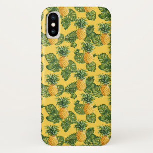 Pineapples & Tropical Leaves On Gold iPhone X Case