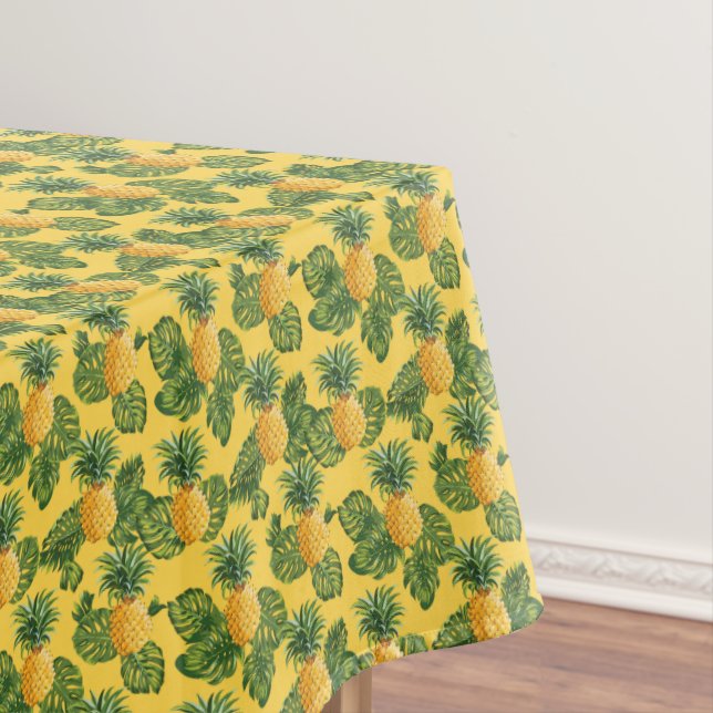 Pineapples & Tropical Leaves On Gold Tablecloth (In Situ)
