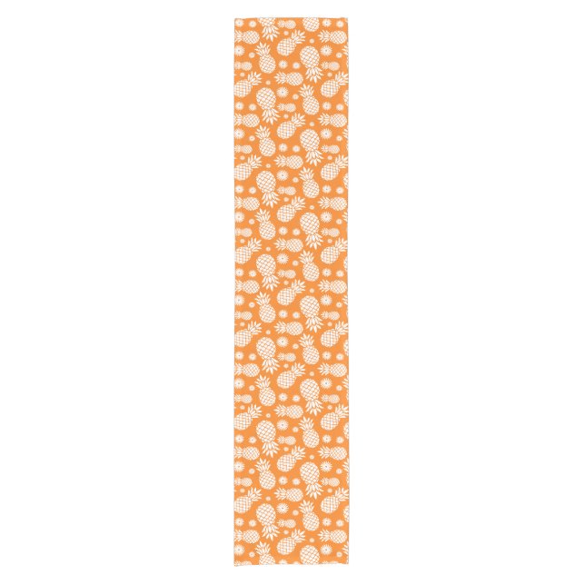 Pineapples tropical orange white table runner (Front)