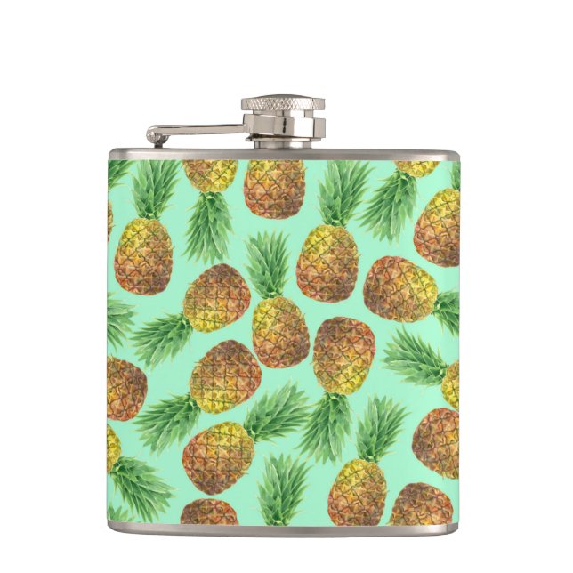 Pineapples watercolor 2 hip flask (Front)