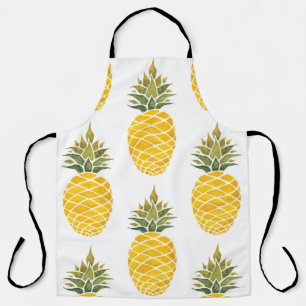Pineapples. Watercolor hand painted illustration w Apron