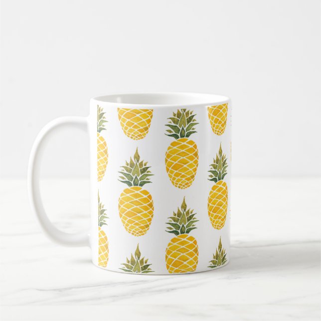 Pineapples. Watercolor hand painted illustration w Coffee Mug (Left)