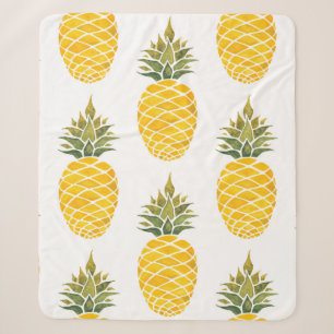 Pineapples. Watercolor hand painted illustration w Sherpa Blanket