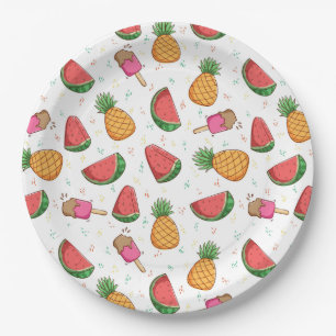 Pineapples, Watermelons and Ice Cream Paper Plate