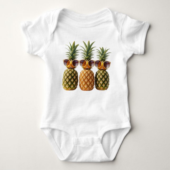Pineapples wearing sunglasses for this summer baby bodysuit (Front)
